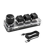 XMSJSIY Mini 3 Key Keypad Mechanical Keyboard One Handed Hot Key with 1 Knob DIY Programmable Macro Customized Program with RGB led for Office Gaming Media Supplies