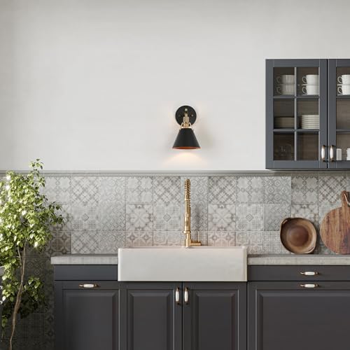 Image of KSANA Black Wall Sconces, Modern Farmhouse Gold Wall Lights for Bedroom, Living Room, Hallway