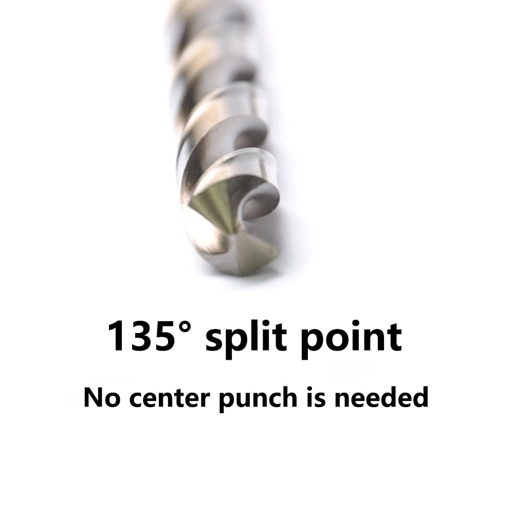 17/64" Cobalt Drill Bits(20PCS), M35 HSSCO High Speed Steel Jobber Length Twist Drill Bit Set for Hardened Metal, Stainless Steel, Cast Iron, Plastic and Wood