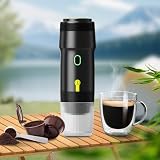 LumoShine Portable Electric Espresso Machine,Travel Coffee Maker for Camping,Car Coffee Maker Self-Heating with USB-DC, Compatible with Ground Coffee & Capsule for Hiking,Office,RV (Black)