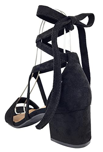 Wrap Around Comfort Low Block Heel Sandals Open Toe Strappy Tie Up4
