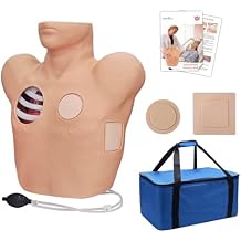 JNMFTD Thoracentesis Drainage Patient Care Model, Life Size Simulator Pneumothorax and Liquid Chest Closed Nursing Drainage with Skin Module Colourful Card User Manual for Operation Medical Training Teaching