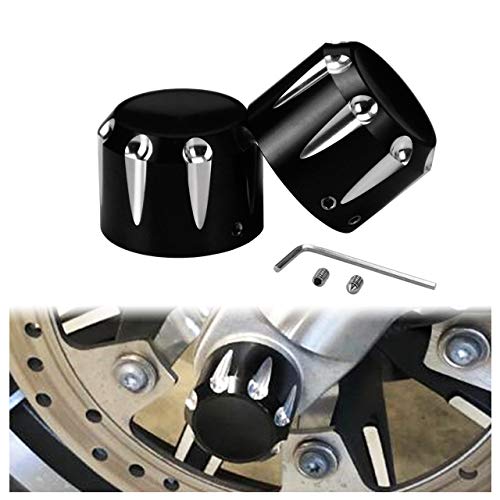 HDBUBALUS Front Axle Nut Cover Axle Caps Set Fit for Harley Sportster XL 1200 Dyna Softail Fat Boy Touring Street Road Electra Tri Glide 2 pcs Black
