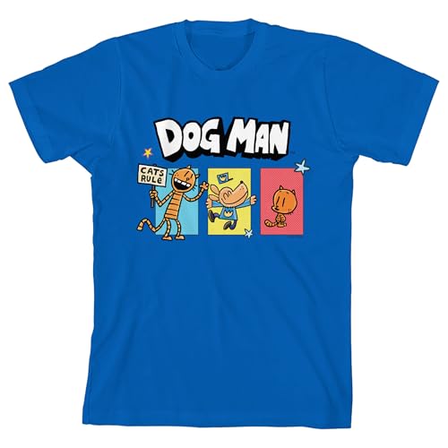 Dog Man Petey the Cat & Lil Petey Youth Royal Blue Short Sleeve Tee-Large