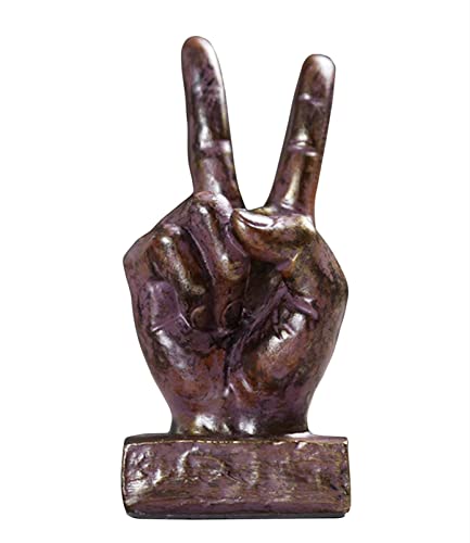 DEARBIRDER Sculpture de Doigt Matériau en résine Geste Statue Décoration créative pour la Maison, Ornement de Main de Doigt pour Le Bureau Décor de bibliothèque de Bureau (Bronze de la Victoire) Cover