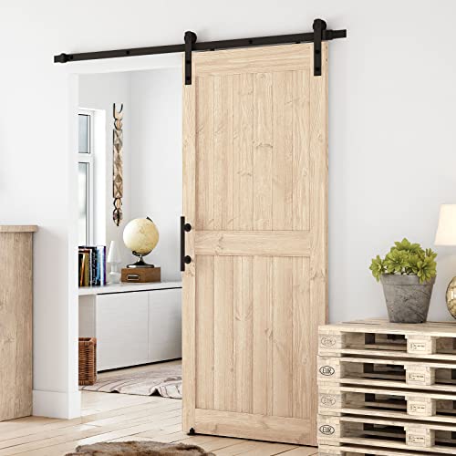 Ldb_Building 6.6Ft Sliding Barn Door Hardware Kit, (Rail Kit & Pull Handle & Floor Guide), Fit 36"-40" Wide Door, Sturdy Heavy Duty #TOP1