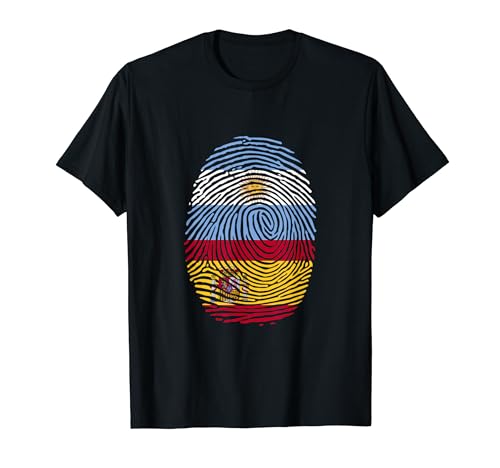 Spain & Argentina Fingerprint Half Spanish Argentinian Roots T-Shirt