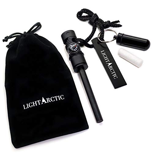 LightArctic Magnesium Fire Starter Survival Multi-Tool with Tinder. Best for Campfires, Emergency Kit