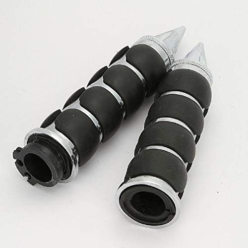 INNOGLOW Motorcycle Handlebar Grips 1" Universal Spike Non-Slip Hand Handlebar Grips Chrome Black Rubber Fit for Most Motorcycles Cruisers Motor Bikes Choppers