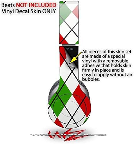 Skin Decal Wrap Works with Original Beats Solo HD Headphones Argyle Red and Green Skin Only (Headphones NOT Included)