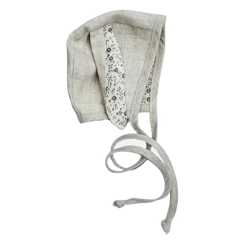 Baby Bunny Hat Bonnet Floral Cotton and Linen w/Floral Rabbit Ears Spring Easter Bonnet Hat (US, Age, 0 Months, 3 Months, Oat Light Floral) Cover