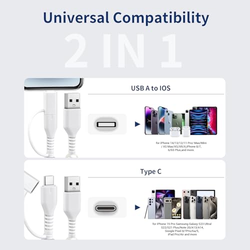 Image of Aolcev USB C Cable 66W 2 in 1 Multi USB to USB C Fast Charging Cable 3.3FT