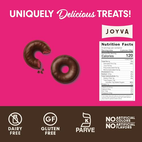 Joyva Original Jell Rings | Pack of 2, 9oz Boxes | Sweet Jell Center with Smooth Dark Chocolate Coating | Kosher Parve | Free of Dairy, Gluten, Soy, and Preservatives