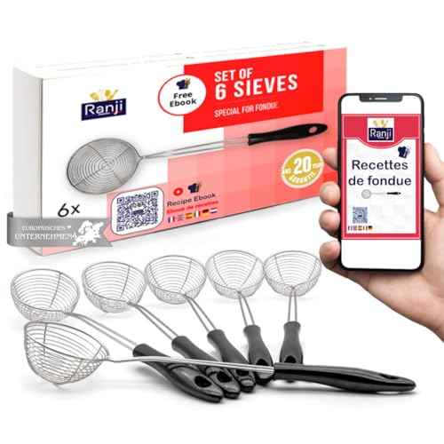 Ranji® Kescher für Fondue, Edelstahl, Pflegeleicht, perfekt für geschmolzene Abende (6 Stück) Ranji® Kescher für Fondue, Edelstahl, Pflegeleicht, perfekt für geschmolzene Abende (6 Stück)