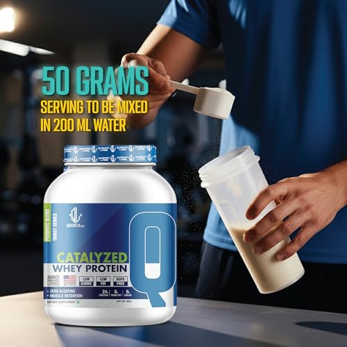 Image of QUENCHLABZ CATALYZED WHEY PROTEIN | 24g Protein per Serving | Zero Sugar, Low Carb, Low Fat | Supports Muscle Growth & Recovery | Protein Powder for Men & Women | 2KG Cookies & Cream Flavour