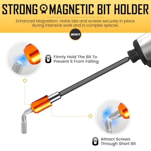 boen 2PCS Magnetic Drill Bit Holder, 6" Quick Change Drill Extension, 1/4" Hex Shank, for Impact Driver Screwdriver Bits Use — view 3