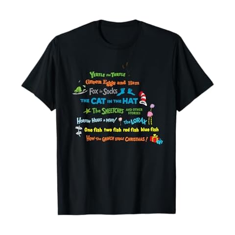 Dr. Seuss Book Title T-Shirt Cover