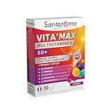 Santarome Bio - Vita'max Multivitamines Sénior - 12 Vitamines & 7 Minéraux, Acérola - Complément alimentaire Tonus et Vitalité - 30 comprimés