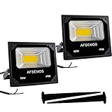 AFSEMOS 50W 12-60V DC LED Flood Light(2 Pack)Outdoor,4500K Lighting Warm White IP66 Waterproof...