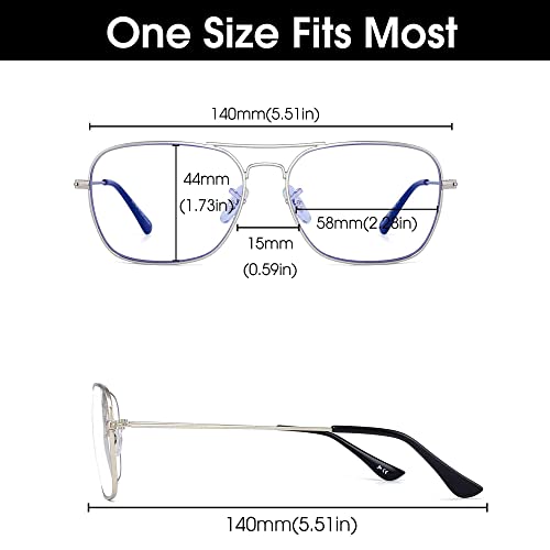 JM Aviator Blue Light Blocking Glasses in Silver #TOP13