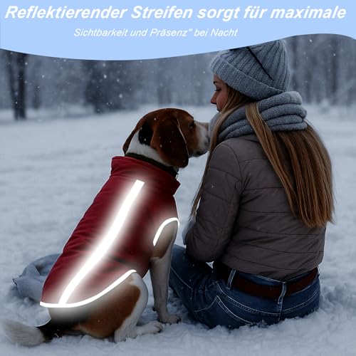 DoggieKit Hundejacke Wasserdichter Hundemantel Reflektierende Wintermantel mit Fleecefutter Winddichtes Wintermantel Hundepullover Hundekleidung für Kaltes Wetter Winter Warm Hunde Winterweste Jacken