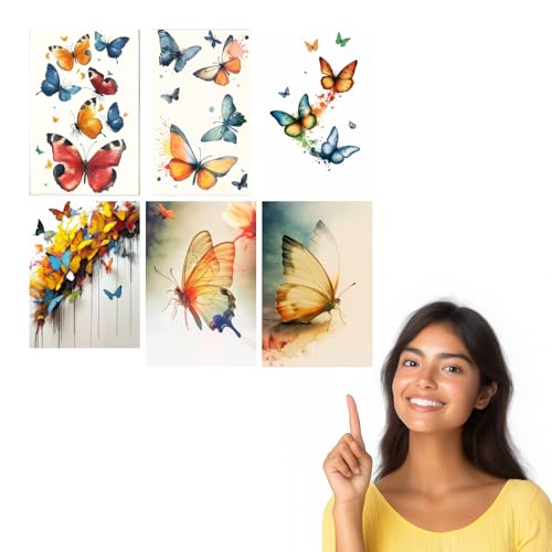 Image of SiddArtify Vibrant Butterfly Watercolor Art Print Set - 300GSM Board - 8x12 Inch - Pack of 6 Wall Room Decoration art Poster Prints