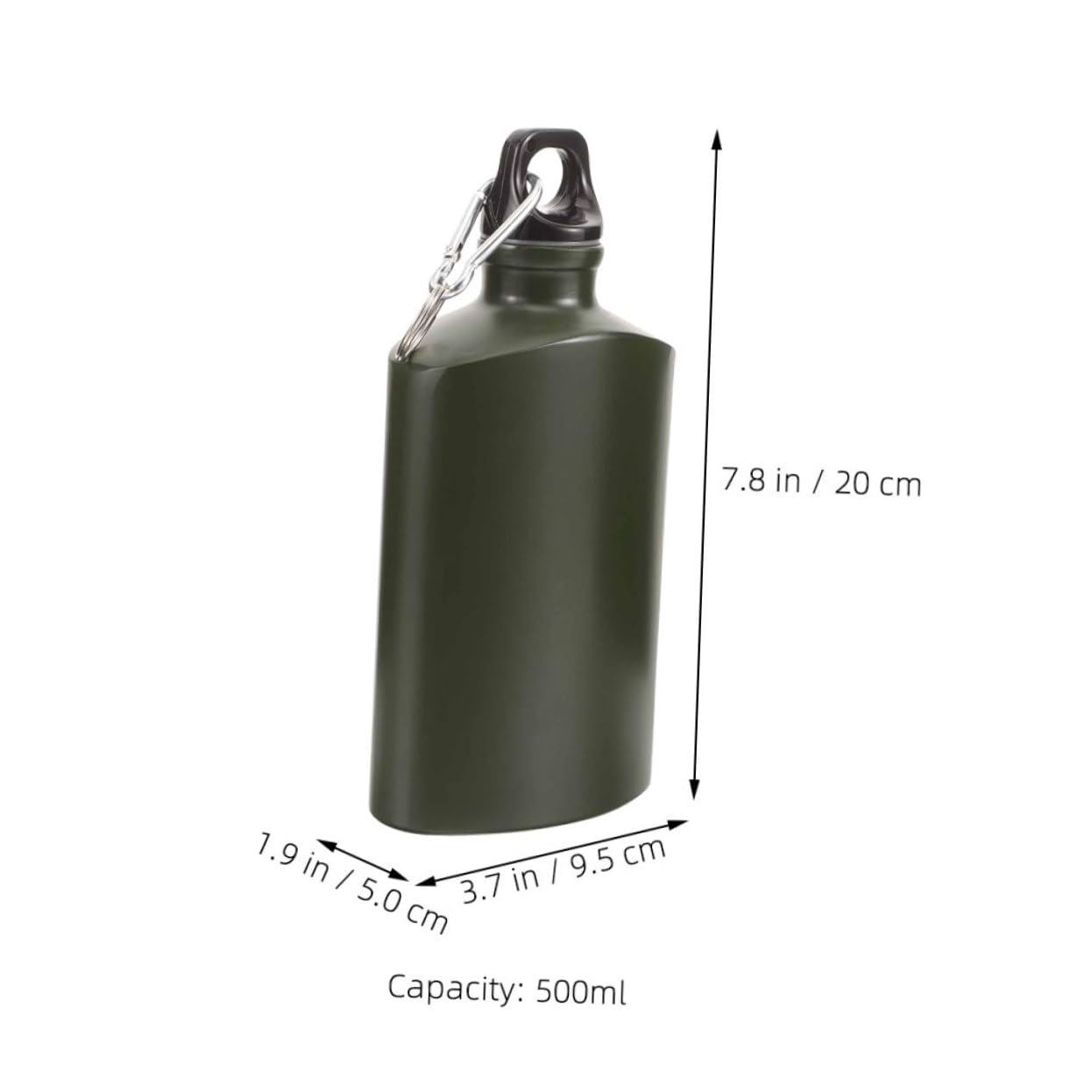 Aluminio Cantimplora 2 Piezas con Plana Gancho 500ml Decoracion Colegio | Ligera y Portátil, Diseño Hermético, para Senderismo y Viaje, Formato 500ml, Fácil de Llevar