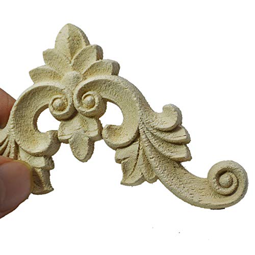 Apliques de madera tallada Onlay de 2 piezas para decorar esquinas de muebles en carpintería 3