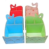 Artkingdome DIY Artwork Cat Folding Collection Pen Pencil Holder Cosmetic Organizer Desk Storage Sorter Blue