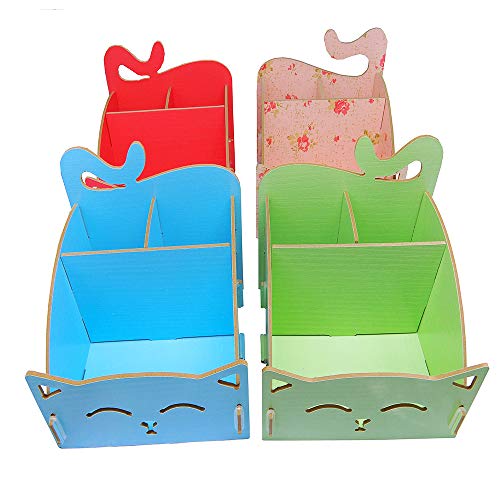 Artkingdome DIY Artwork Cat Folding Collection Pen Pencil Holder Cosmetic Organizer Desk Storage Sorter Blue