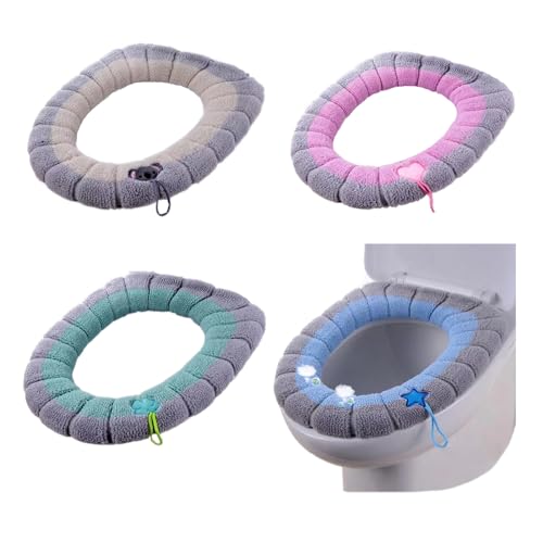 yeemeen Toilettensitzbezug, 4Pcs WC-Sitzwärmer, Toiletten Sitzbezug, WC Sitzbezüge für Universal Toilettensitz, Waschbar, Weich, Bequem und Dehnbar