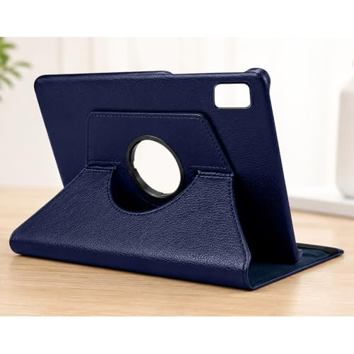 Image of Flip Cover for Realme Pad Mini (8.7 inch) | 360 Rotating Back Cover | Leather Finish | Pencil Holder not Included | Multi-Angle Stand Cover for Realme Pad Mini (8.7 inch) - Blue