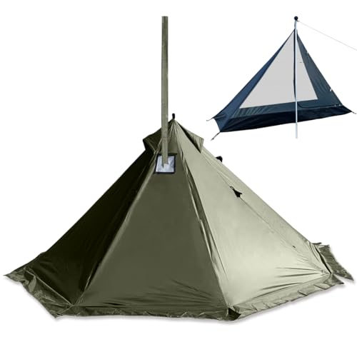 Camping Hot Tent met Houtkachel Jack 1 Persoon Winter Tipi Tent 4 Seizoen Backpacken Tent voor Survival Jacht Militaire Vissen