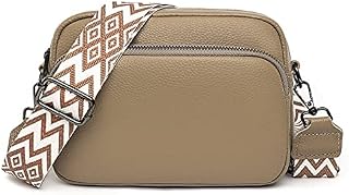 DKIIL NOIYB Crossbody Bags for Women, Genuine Leather Cross Body Bag Women with Adjustable Wide Strap Multiple Pockets Handbags & Shoulder Bags