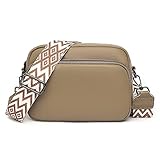TIAASTAP Damen Handy Umhängetasche Echtes Leder Crossbody Bag Damen Handytasche zum Umhängen, Umhängetasche Damen Klein Moderne Taschen mit Breitem Schultergurt u 3 fächern