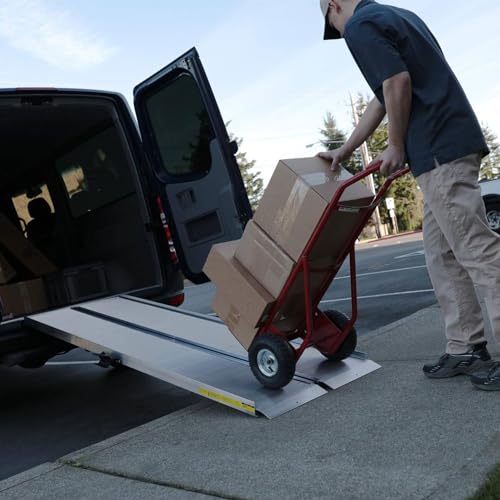 EZ-ACCESS TRAVERSE Aluminum Singlefold Folding Ramp, Portable Loading Ramps for Wheelchairs, Motorcycles, Lawn Tractors & ATVs, Heavy Duty Aluminum Folding Ramps with Carrying Handles (Silver, 6 Foot) - Thumbnail 7