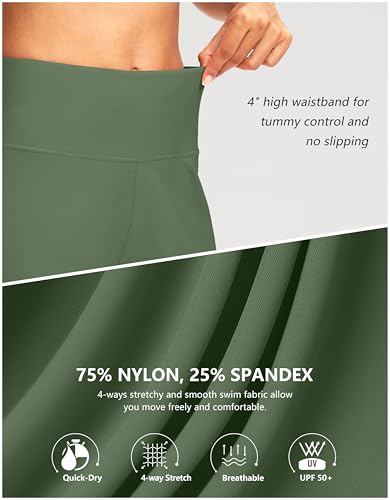 Image of G Gradual Women's 7 inch Long Swim Board Shorts High Waisted Quick Dry Beach Swimming Shorts for Women with Liner Pockets