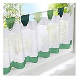  BAILEY JO 1Pc Rideau Voilage Brise-bise HxL/45x90cm Pan et Pattes Colorés Vert Rideaux Courts à Pattes Décoration de Fenêtre Chambre/Salle de Bain/Café