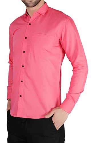 Image of Mens Slim fit Solid Casual Cotton Shirt with Spread Collar and Full Sleeves || Suitable for Office wear