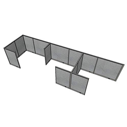 GOF 3 Person Separate Workstation Cubicle (6\'D x 21\'W x 4\'H) / Office Partition, Room Divider (48\" H Cubicle with Desk, Dark Cherry) - Thumbnail 4