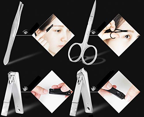 JZK 12 x Edelstahl Maniküre Set Nagelset Nagelknipser Set mit Ledertasche, Reise Beauty Kit Geschenk für Damen & Herren… – Bild 4