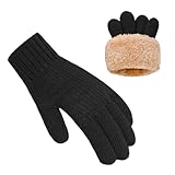 lifwimner Winter Handschuhe Kinder Warme Fleece Thermohandschuhe Strickhandschuhe für Jungen Mädchen 5-10 Jahre