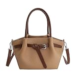 NONGYU Bolsa de hombro de piel sintética expandible, diseño de correa ajustable para mujeres y niñas, cómoda bolsa cruzada de mano o cruzada, Khaki, not include pendant