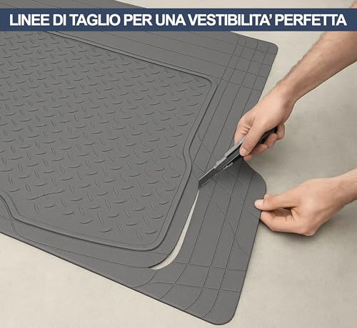 Auto Accessori Lupex | Universaler Kofferraum-Teppeich MAXI 142x111 cm, schwarzer Gummiteppich