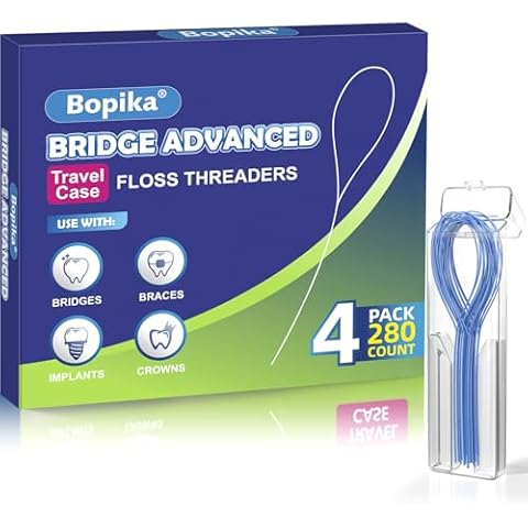 Bopika Floss Threaders Dental Floss for Braces, Bridges, and Implants 280 Count (Pack of 4) Cover