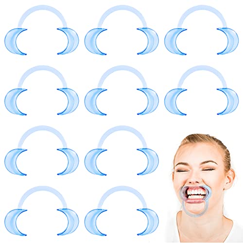 Heveer Ouvre-Bouche Écarteur de Joue Forme de C pour Blanchissement Dentaire Défi D'ouverture de la Bouche Fête Bleu 10 Pièces