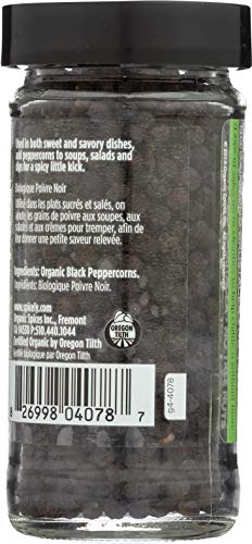 Spicely Organic Peppercorn Black Whole 1.70 Ounce Jar Certified Gluten Free #TOP3