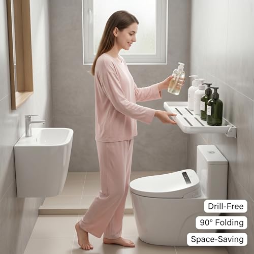 Étagère murale pliable sans perçage et meuble de rangement blanc compact