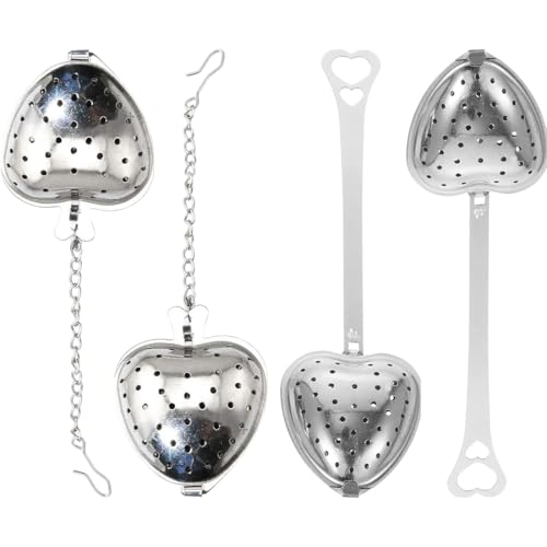 NHP 8 Pezzi Filtro Tè Con Manico Colino,Filtro te Infusione,Infusore per Tisane,Colini da tè in Acciaio Inossidabile a Forma di Cuore,Infusore The,Tisaniera,Colino da tè a Forma di Cuore con Catena