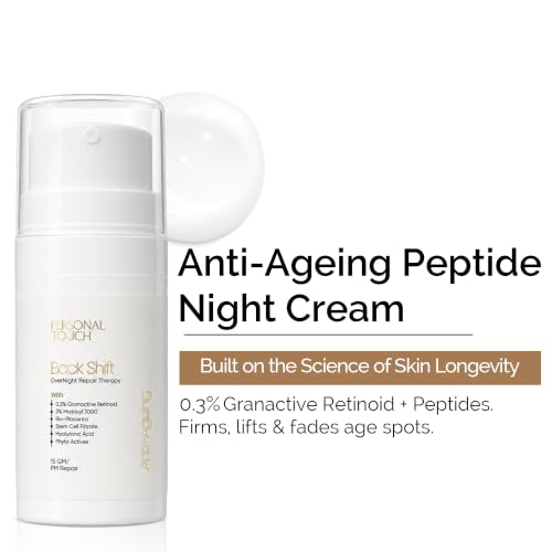 Image of Personal Touch Backshift 0.3% Granactive Retinoid Night Cream | Repairs Wrinkles & Fine Lines | Improves Skin Firmness & Texture | Beginner-Friendly Retinoid | Anti-Aging Face Cream for Women & Men | All Skin Types | 15g